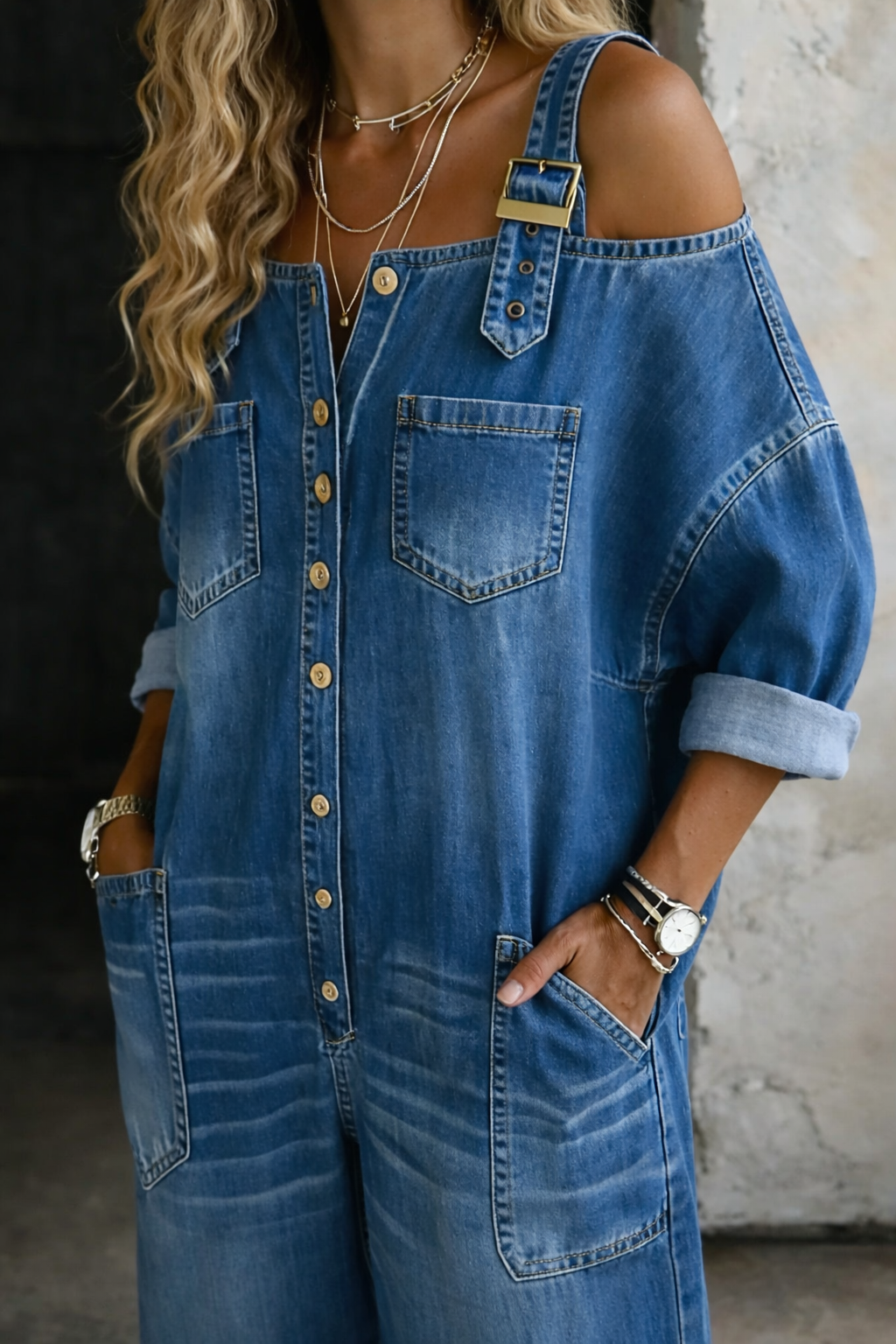 Serena | Peto denim de hombros descubiertos