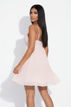 Modelo espaldas vestido angel rosa