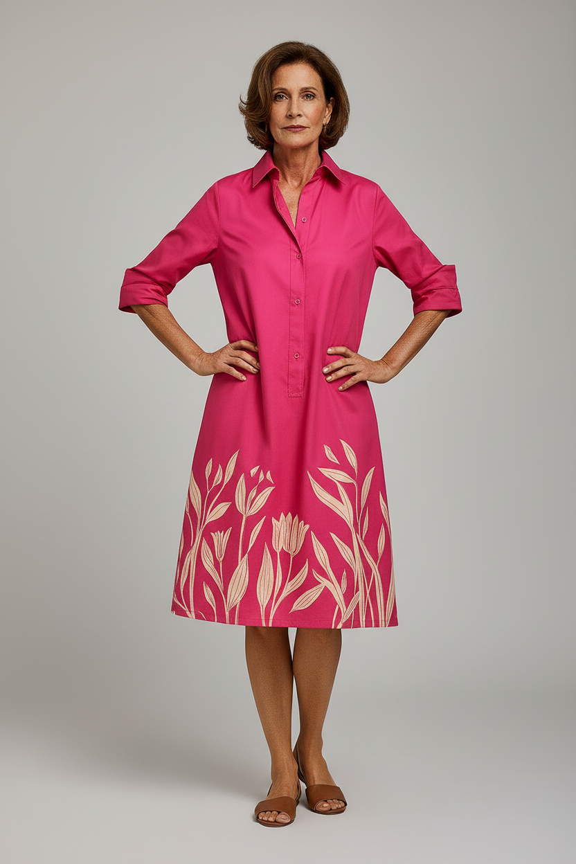 Vestido midi rosa - pose frontal