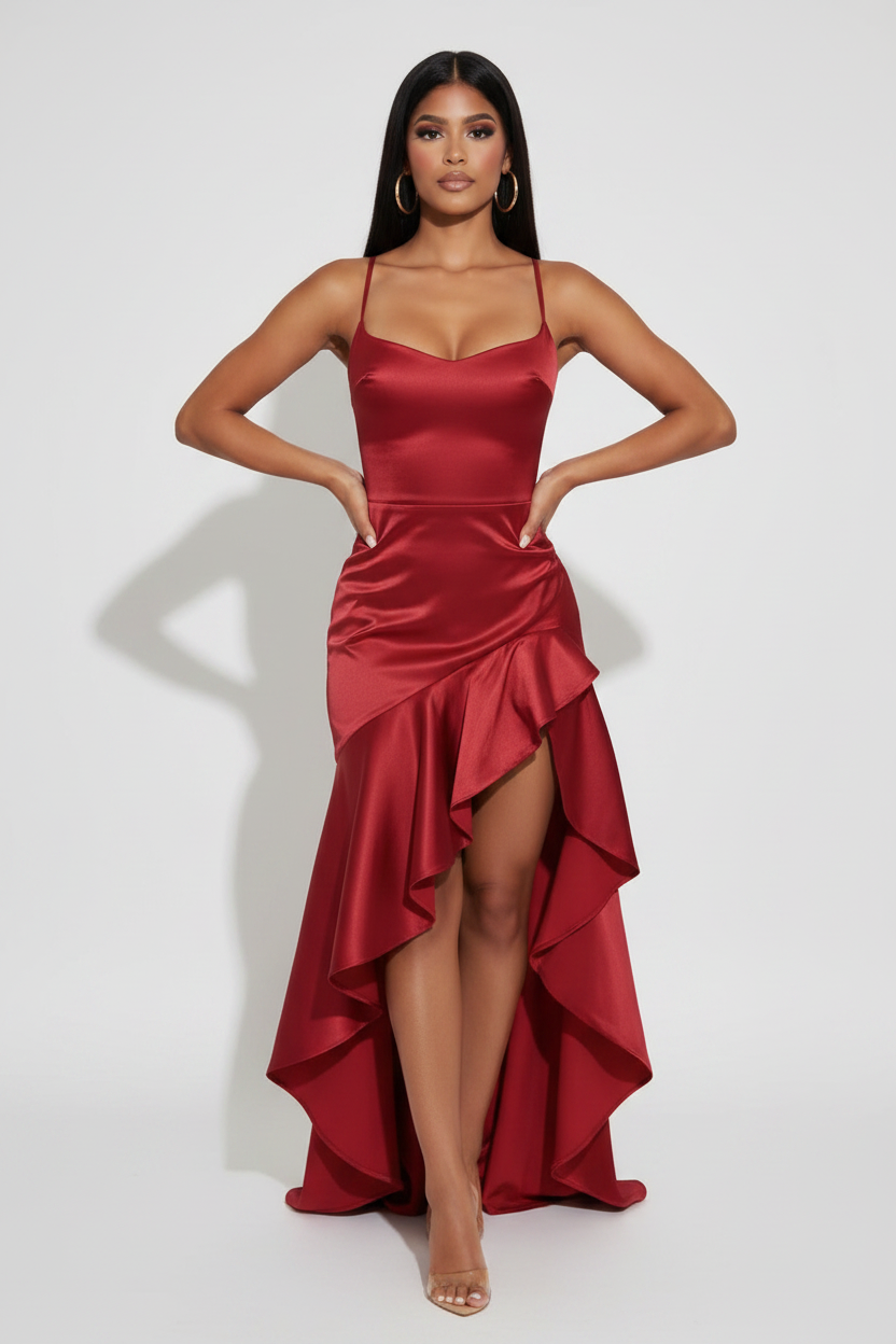 Modelo vestido aura rojo - power pose