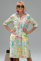 Vestido midi flores multicolores - pose frontal