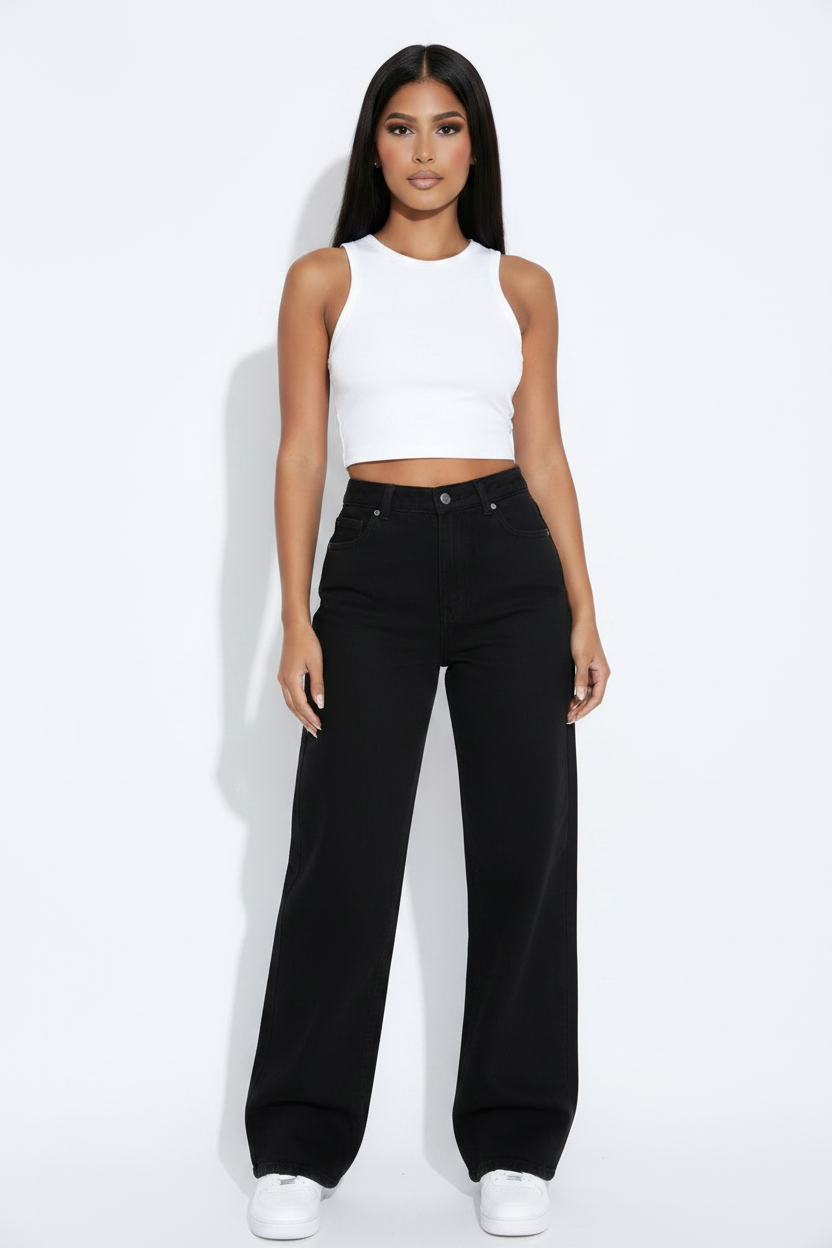 Modelo vaqueros flow negro - frontal