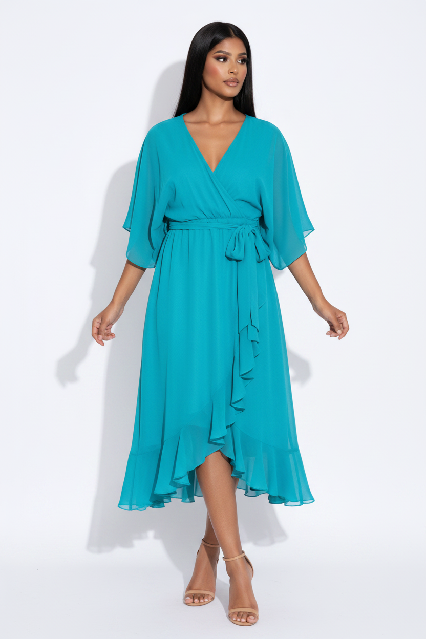 Vestido turquesa pose 1