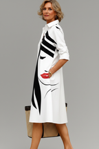 Vestido midi blanco - pose lateral caminando