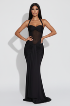 Modelo vestido sirena reloj de arena negro - power pose