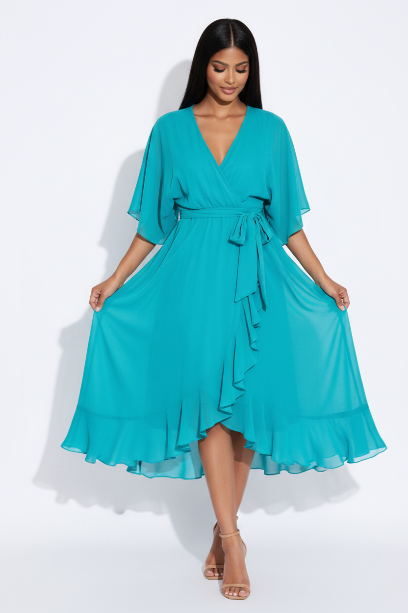 Vestido turquesa pose 2