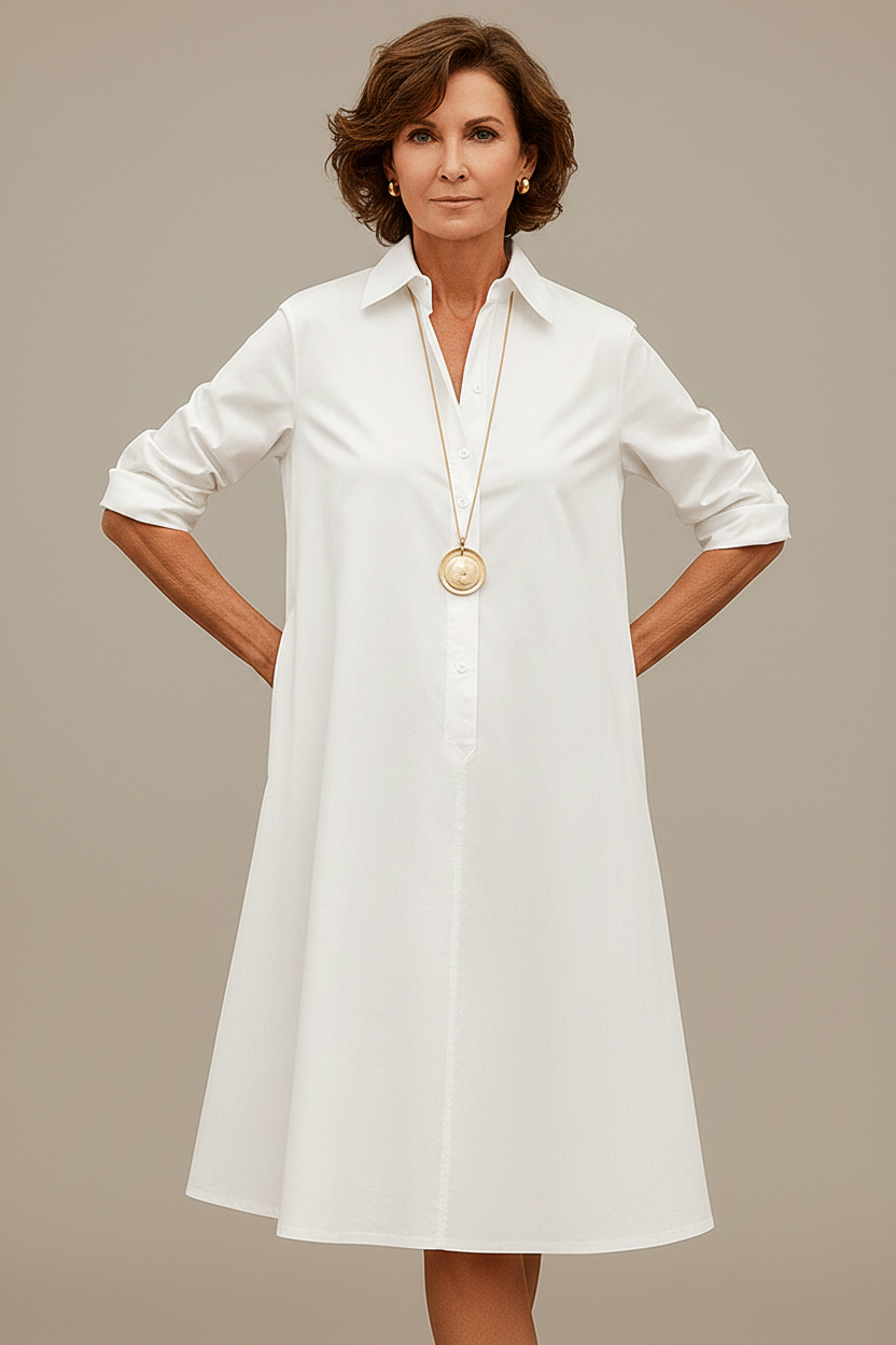 Vestido midi blanco - pose frontal