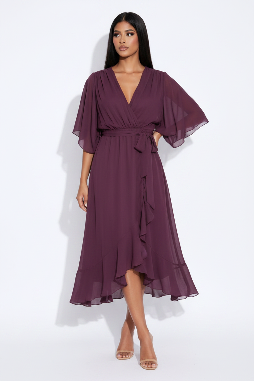 Vestido morado pose 1