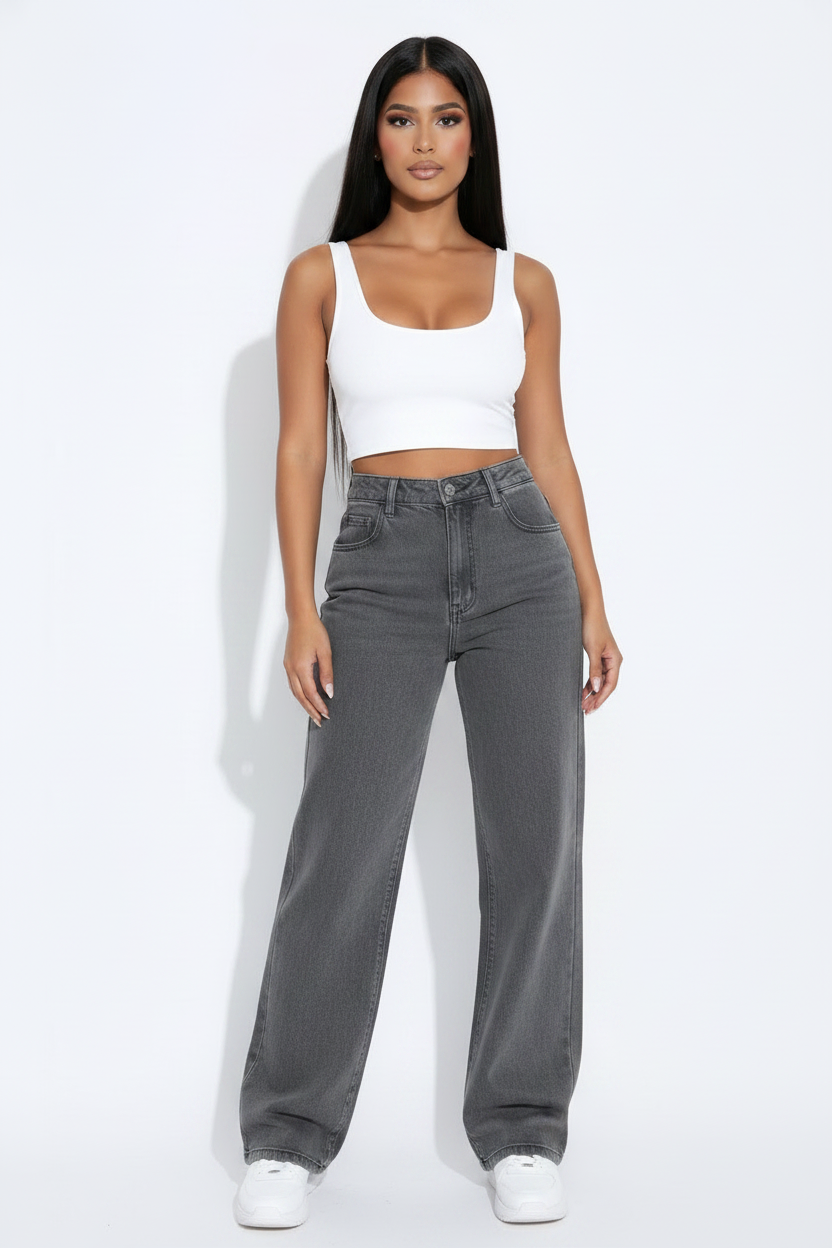 Modelo vaqueros flow gris - frontal
